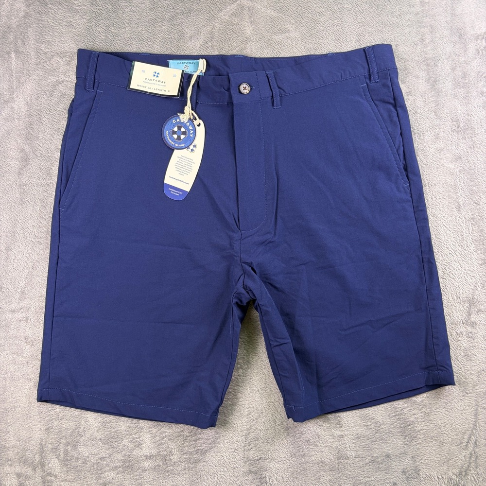 Castaway Nantucket Island Shorts Mens 36 Navy Blue Performance Stretch Golf